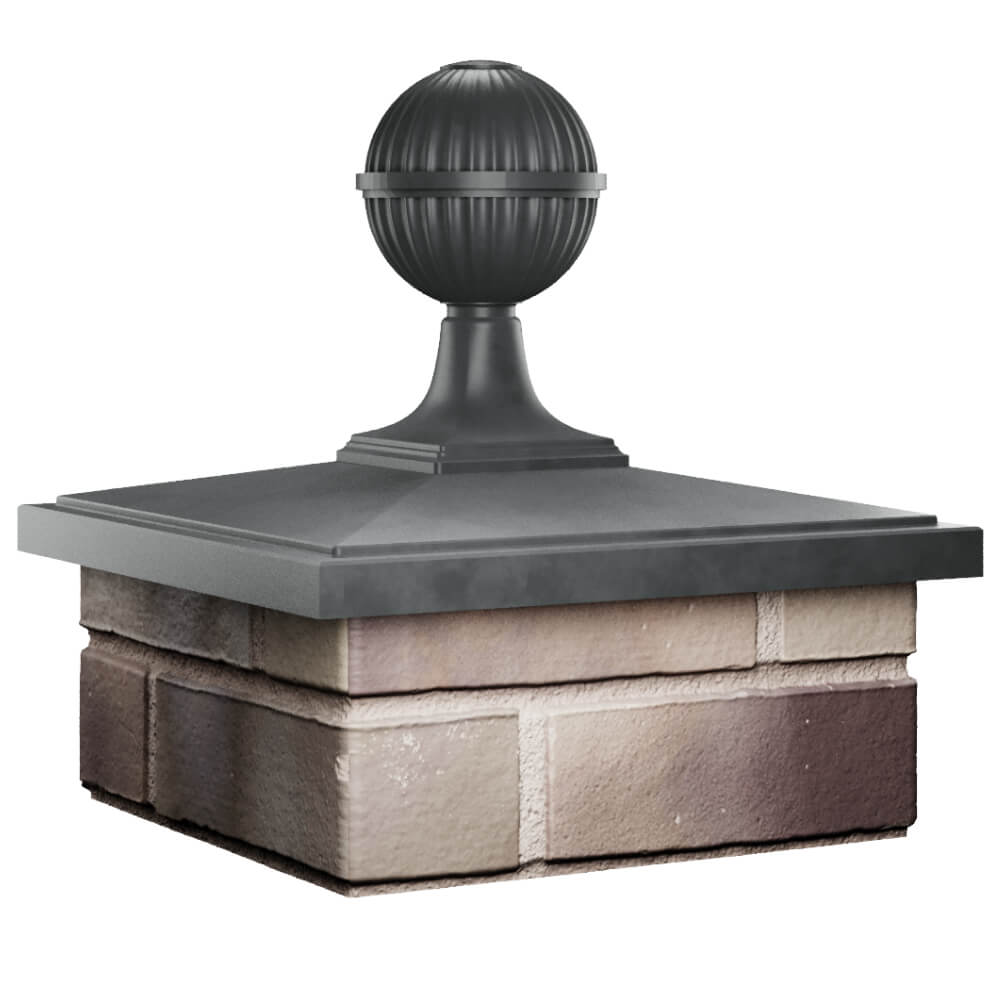 Колпак Zking БонаМоно Серый с шаром на столб 1.5х1.5 кирпича (385х385, 400х400мм) в сборе в Аксубаево фото