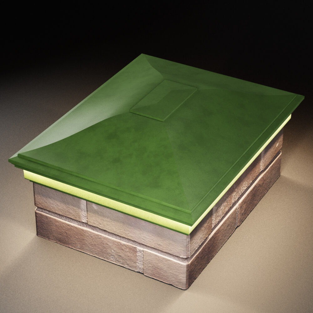 Колпак Zking Монблан Зеленый на столб 2х1.5 кирпича (515х385мм) c подсветкой в Аксубаево фото