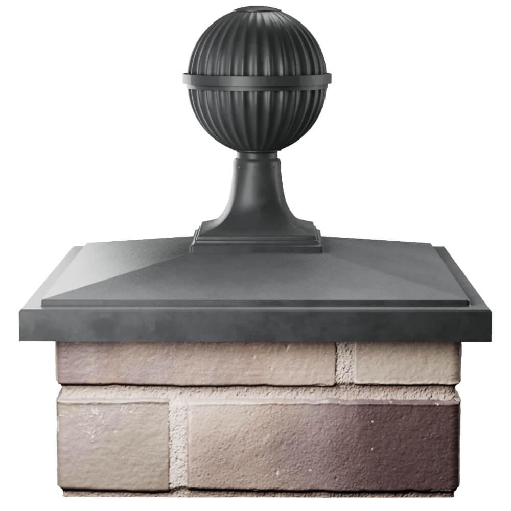 Колпак Zking БонаМоно Серый с шаром на столб 1.5х1.5 кирпича (385х385, 400х400мм) в сборе Аксубаево фото