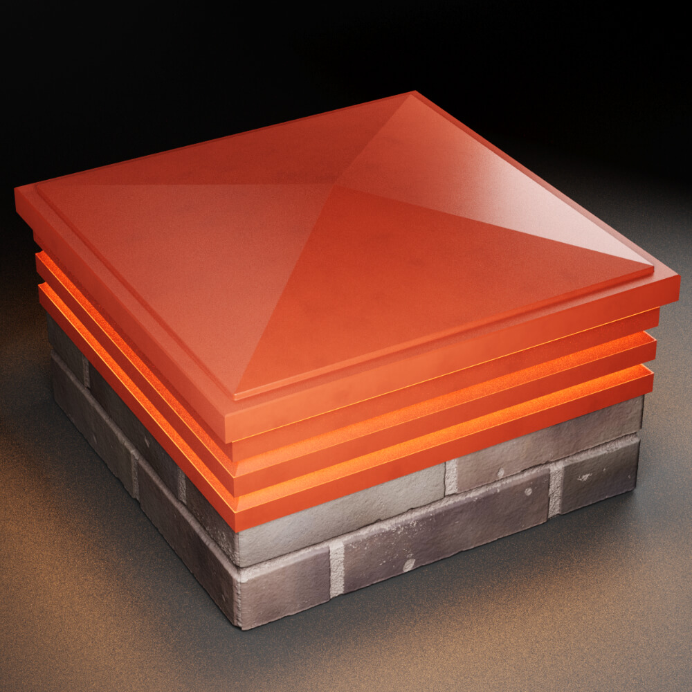 Колпак Zking Бона ХайТек Красный на столб 2х2 кирпича (513х513мм) с подсветкой в Аксубаево фото