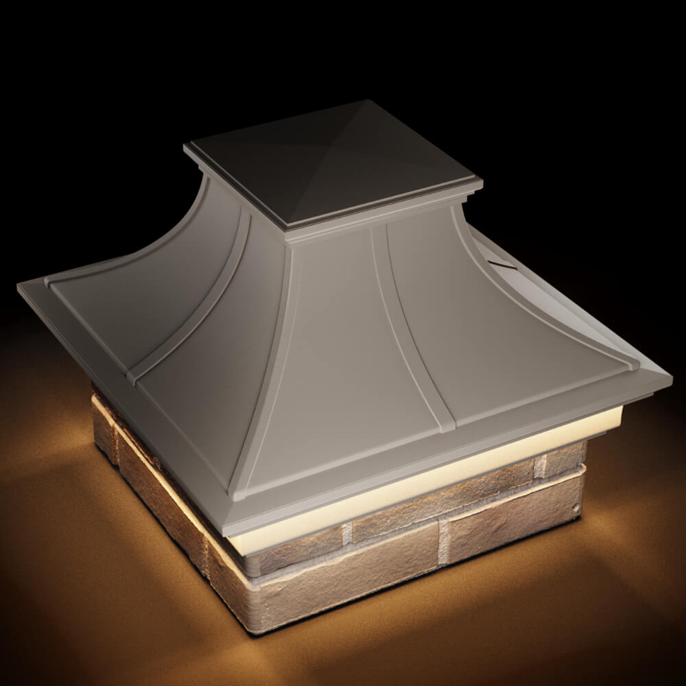 Колпак Zking Монблан Премиум Бежевый на столб 1.5х1.5 кирпича (385х385мм) с подсветкой в Аксубаево фото