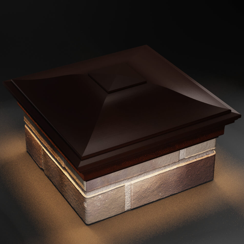 Колпак Zking Монблан Коричневый на столб 1.5х1.5 кирпича (385х385мм) с подсветкой в Аксубаево фото