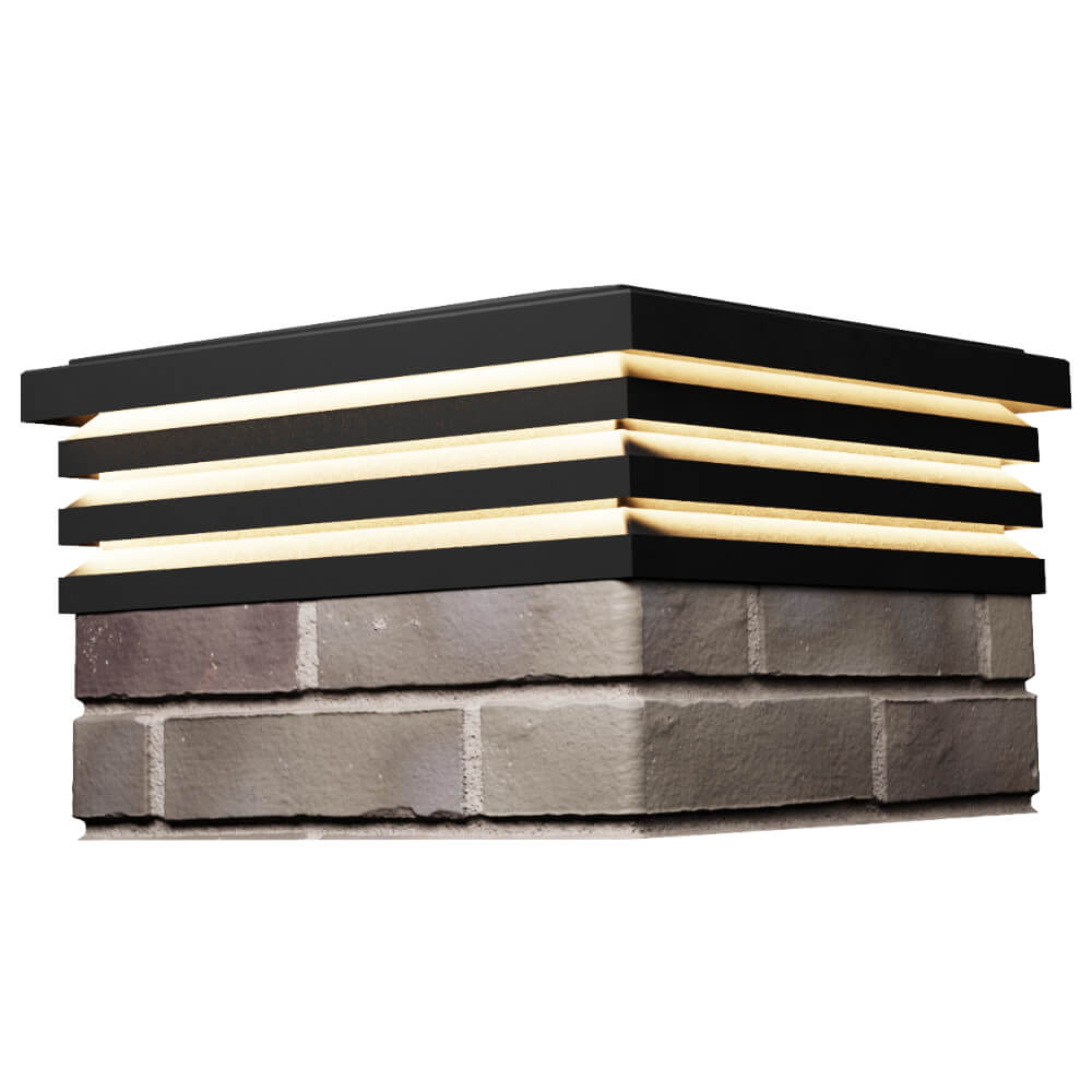 Колпак Zking Бона ХайТек Черный на столб 1.5х1.5 кирпича (385х385мм) с подсветкой в Аксубаево фото