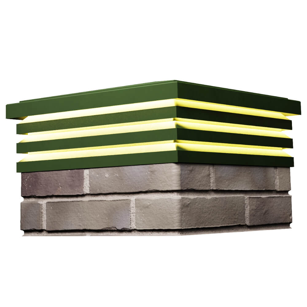 Колпак Zking Бона ХайТек Зеленый на столб 1.5х1.5 кирпича (385х385мм) с подсветкой в Аксубаево фото