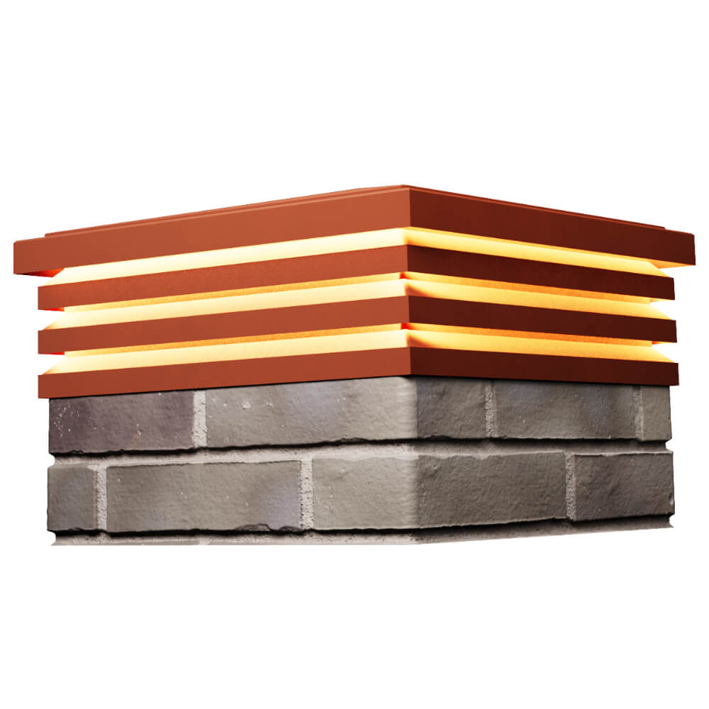 Колпак Zking Бона ХайТек Красный на столб 1.5х1.5 кирпича (385х385мм) с подсветкой в Аксубаево фото