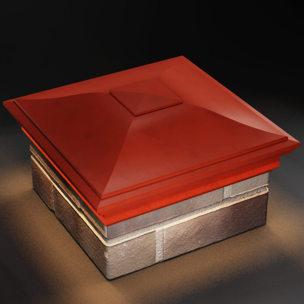 Колпак Zking Монблан Красный на столб 1.5х1.5 кирпича (385х385мм) с подсветкой в Аксубаево фото