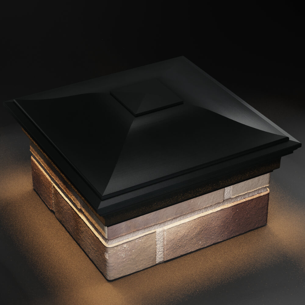 Колпак Zking Монблан Черный на столб 1.5х1.5 кирпича (385х385мм) с подсветкой в Аксубаево фото